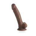 Curve Toys FLESHSTIXXX Rechargeable 8 in. Posable Vibrating Dildo with Balls & Suction Cup Brown - Fantasies Boutique