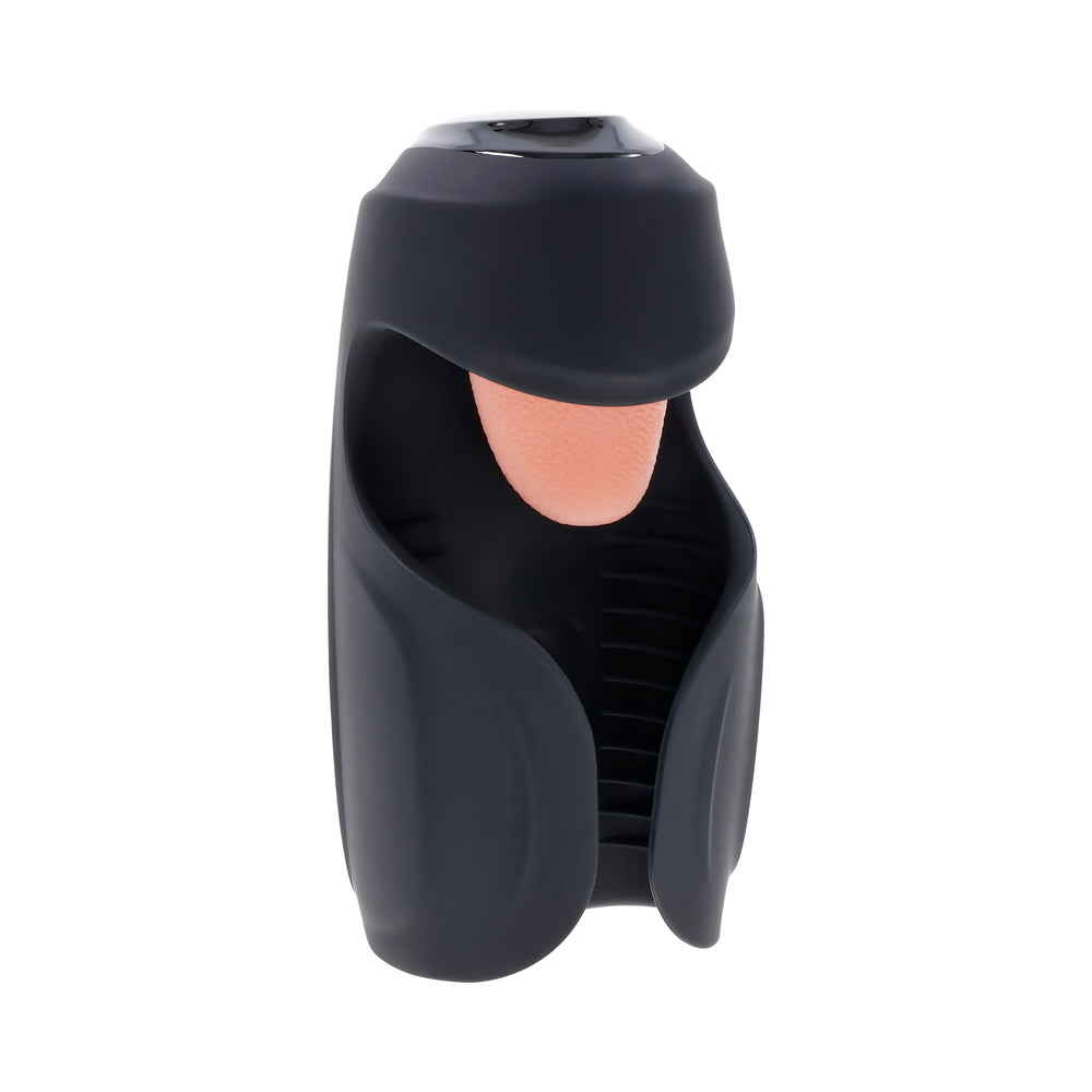 Zero Tolerance Lick The Tip Rechargeable Vibrating Thumping Stroker Silicone Black - Fantasies Boutique