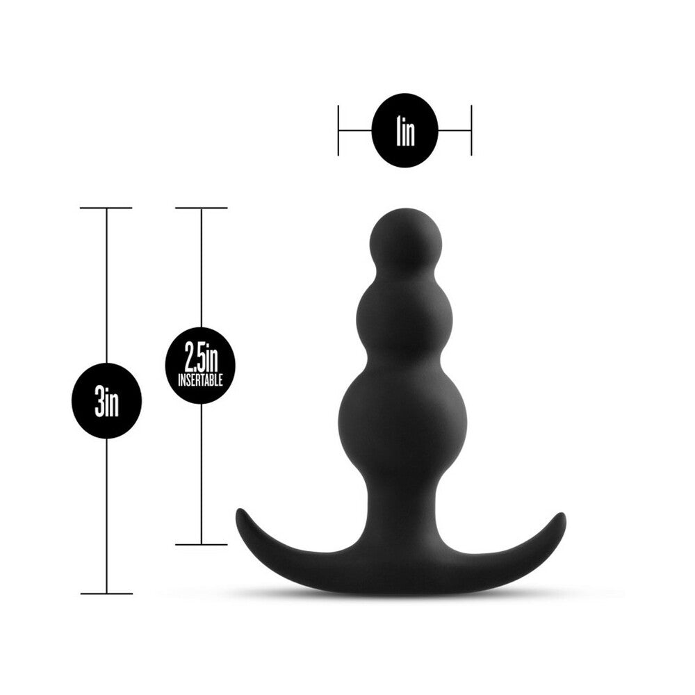 Anal Adventures Platinum Silicone Beaded Plug Black - Fantasies Boutique