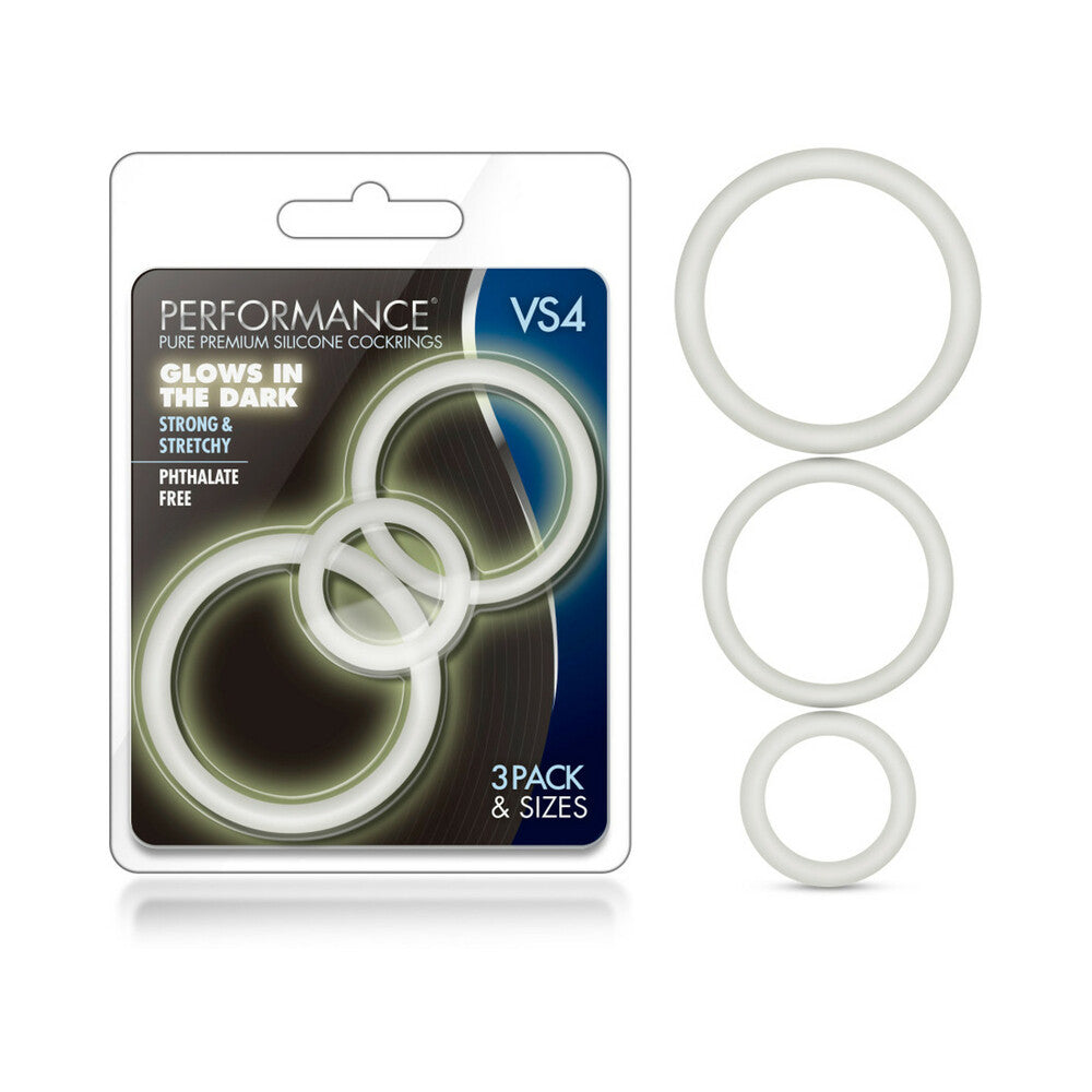 Blush Performance VS4 Pure Premium Silicone Cockrings 3-Pack Set White - Fantasies Boutique