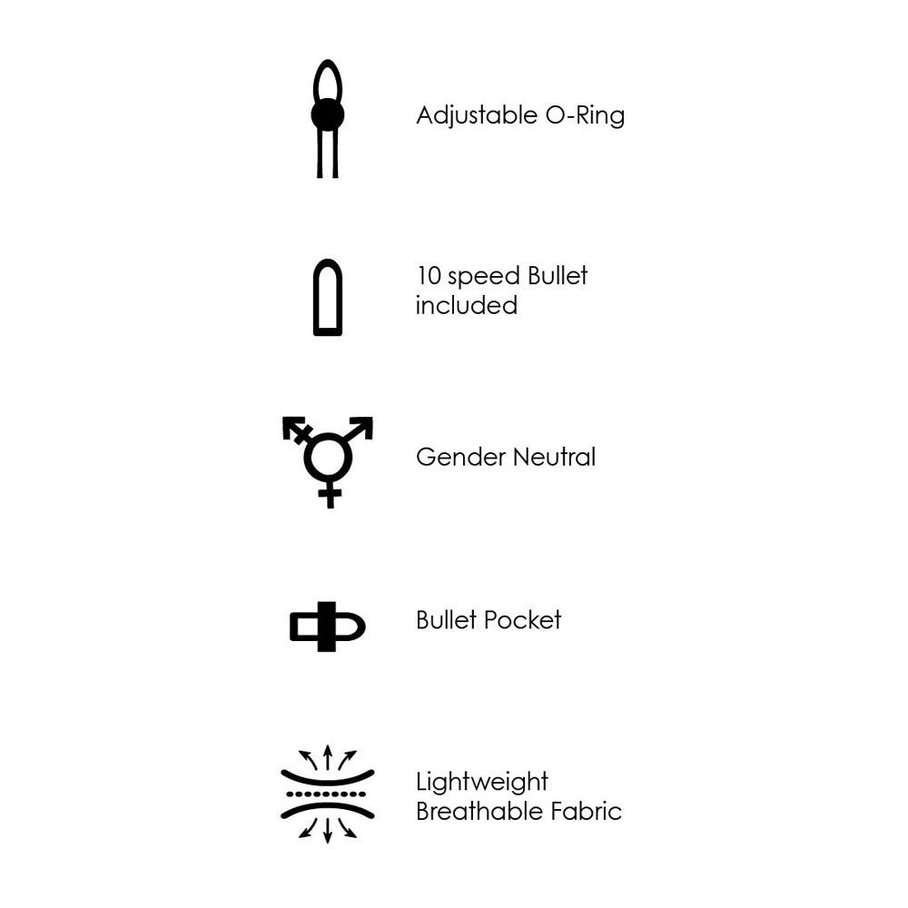 Ouch! Vibrating Strap-on Thong with Adjustable Garters Black XL/2XL - Fantasies Boutique