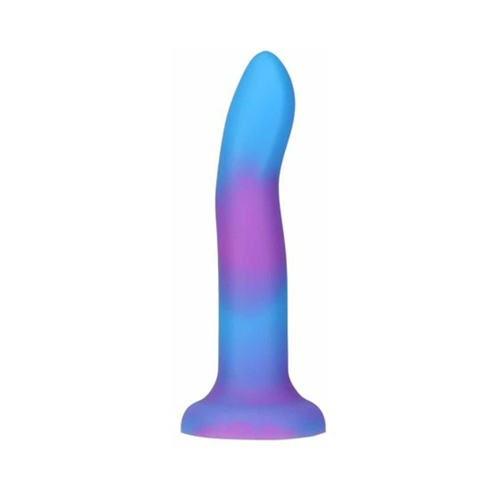 Addiction Rave Bendable 8 in. Silicone Dildo Glow in the Dark Blue Purple - Fantasies Boutique