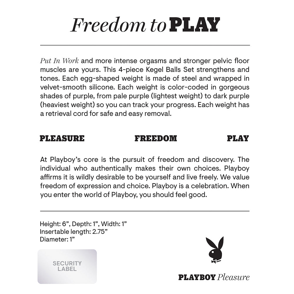 Playboy Put In Work 4-Piece Silicone Kegel Balls Set Acai Ombre - Fantasies Boutique