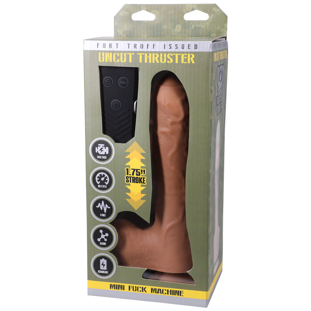 Fort Troff Uncut Thruster Mini Fuck Machine Rechargeable Remote-Controlled Silicone 8.5 in. Thrusting Dildo Tan - Fantasies Boutique