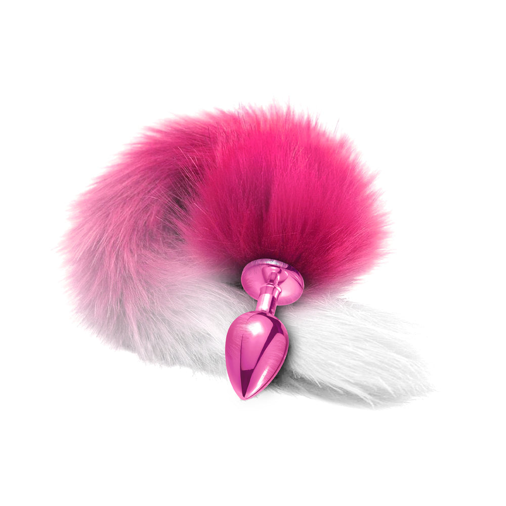 Nixie Metal Butt Plug With Ombre Tail Pink Metallic - Fantasies Boutique