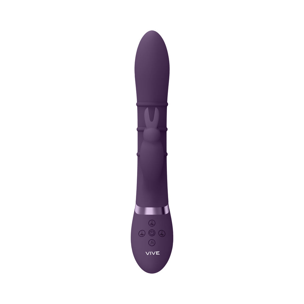 VIVE SORA Rechargeable Silicone G-Spot Rabbit Vibrator with Up & Down Stimulating Rings Purple - Fantasies Boutique