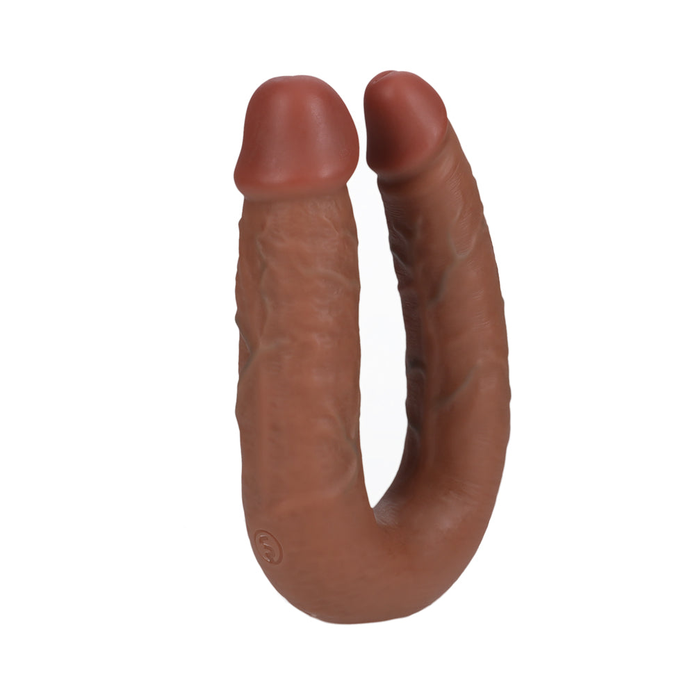 RealRock 7 in. U-Shaped Double Dildo Tan - Fantasies Boutique