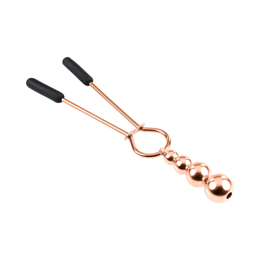 Selopa Beaded Nipple Clamps Stainless Steel Rose Gold - Fantasies Boutique