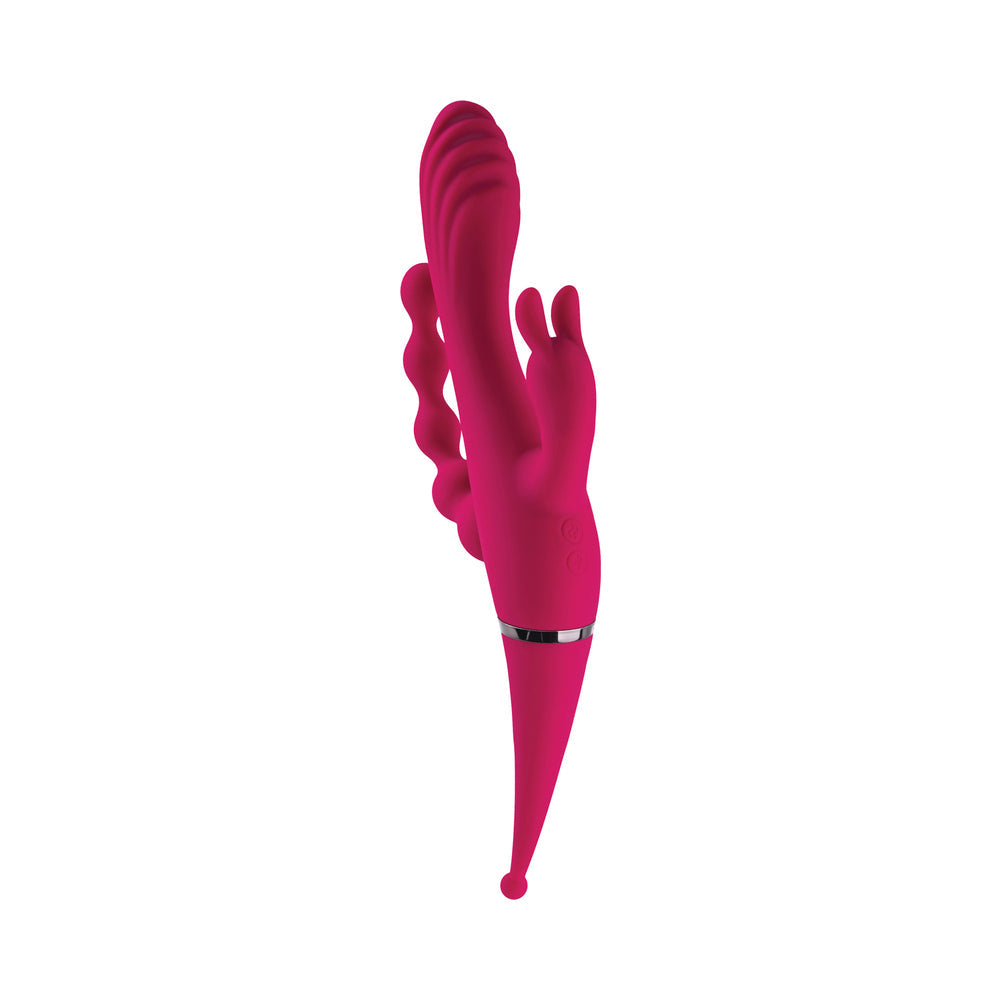 Gender X Four By Four Rechargeable Dual-Ended Multi-Stimulating Silicone Vibrator Burgundy - Fantasies Boutique