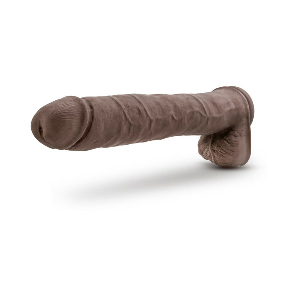Au Naturel Daddy 14 in. Posable Dual Density Dildo with Balls Brown - Fantasies Boutique