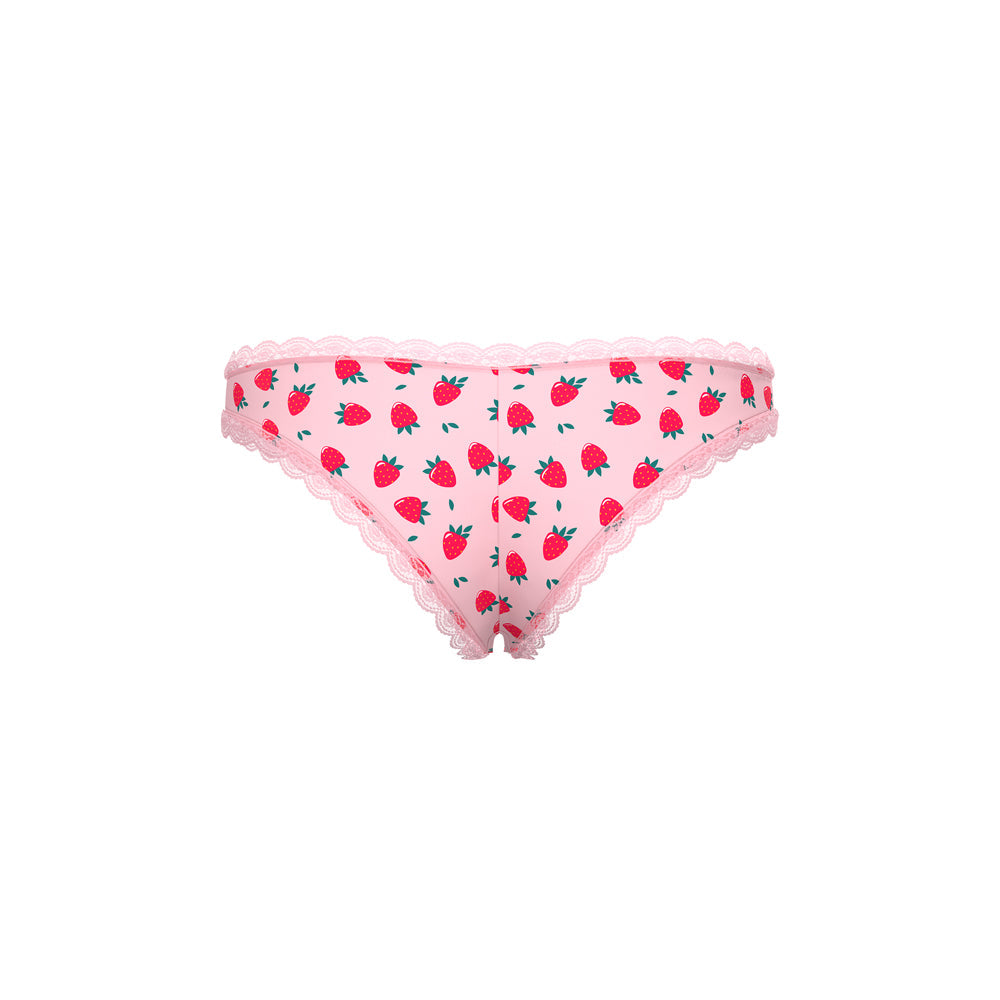 Magic Silk Sweet Treats Crotchless Boy Short with Lube Strawberry Queen Size