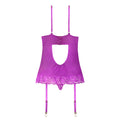 Magic Silk Butterfly Fantasies Basque & Cheeky Panty Set Neon Purple S/M