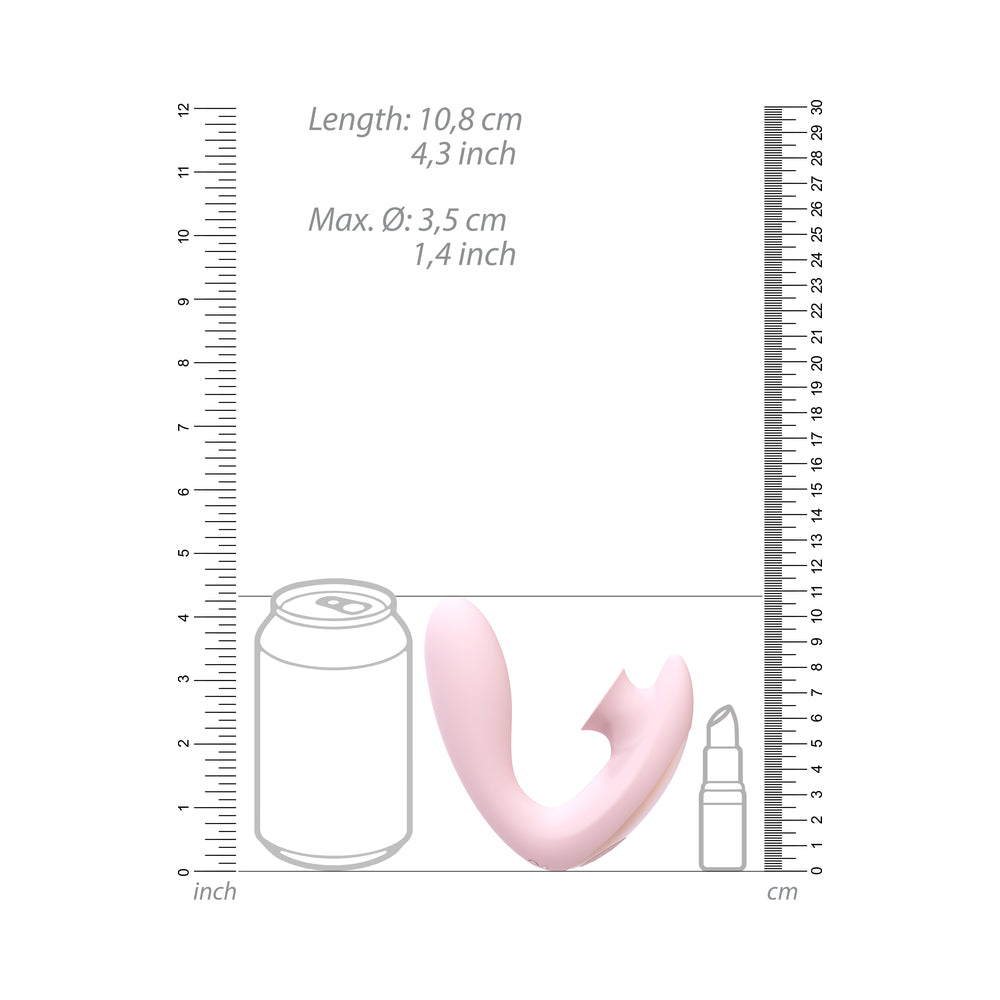 Shots Irresistible Desirable Rechargeable Silicone Soft Pressure Air Wave Dual Stimulator Pink - Fantasies Boutique