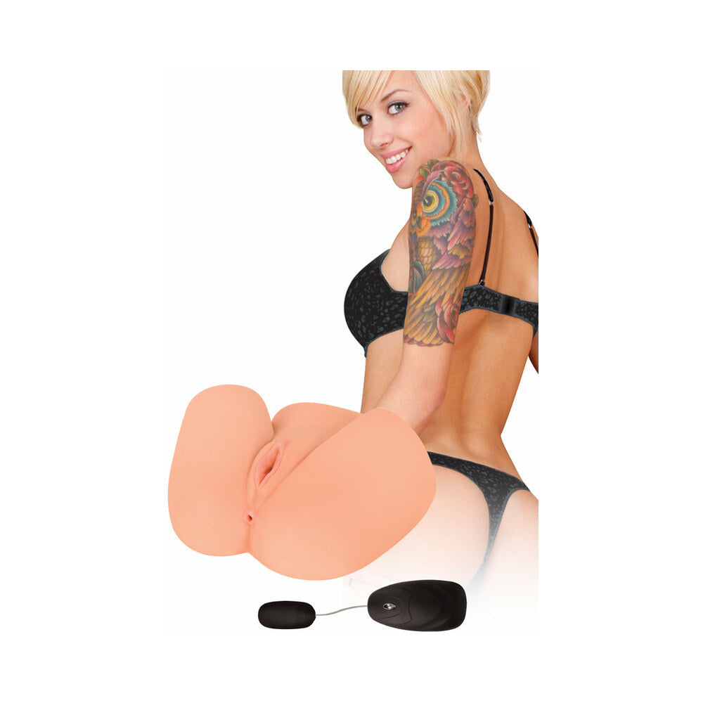 Curve Toys Mistress Perfect Fuck Zoe Jackhammer Vibrating Dual Entry Masturbator Beige - Fantasies Boutique