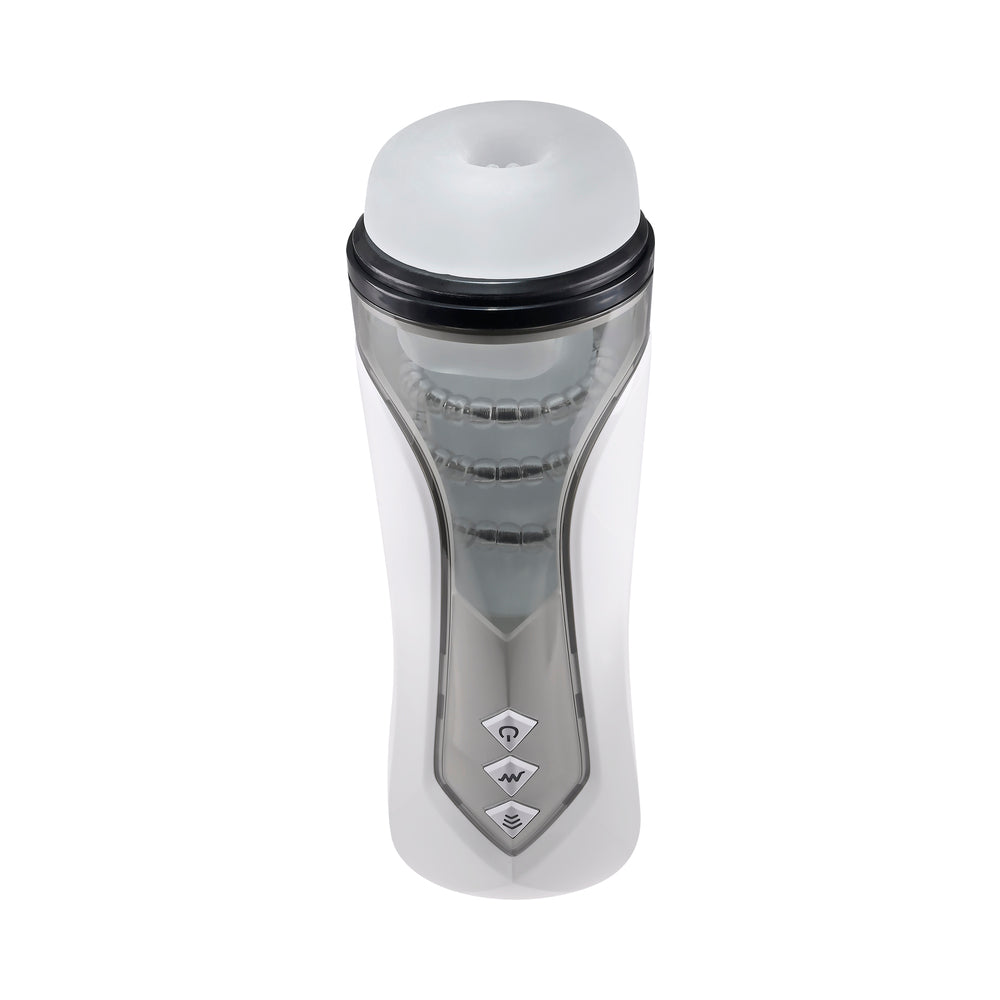 Zero Tolerance Stroking Buddy Rechargeable Vibrating Stroker White - Fantasies Boutique