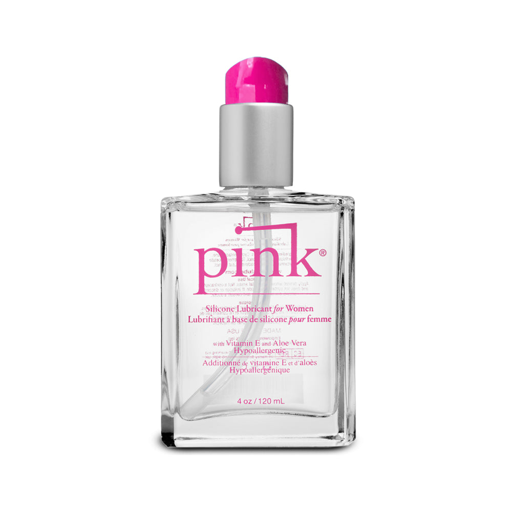 Pink Silicone Lubricant 4 oz. Glass Bottle - Fantasies Boutique