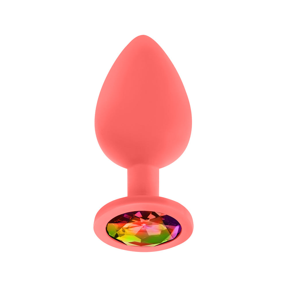 Luv Inc Jp33 Jeweled Large Plug Silicone with 3-Piece Interchangeable Gems Coral
