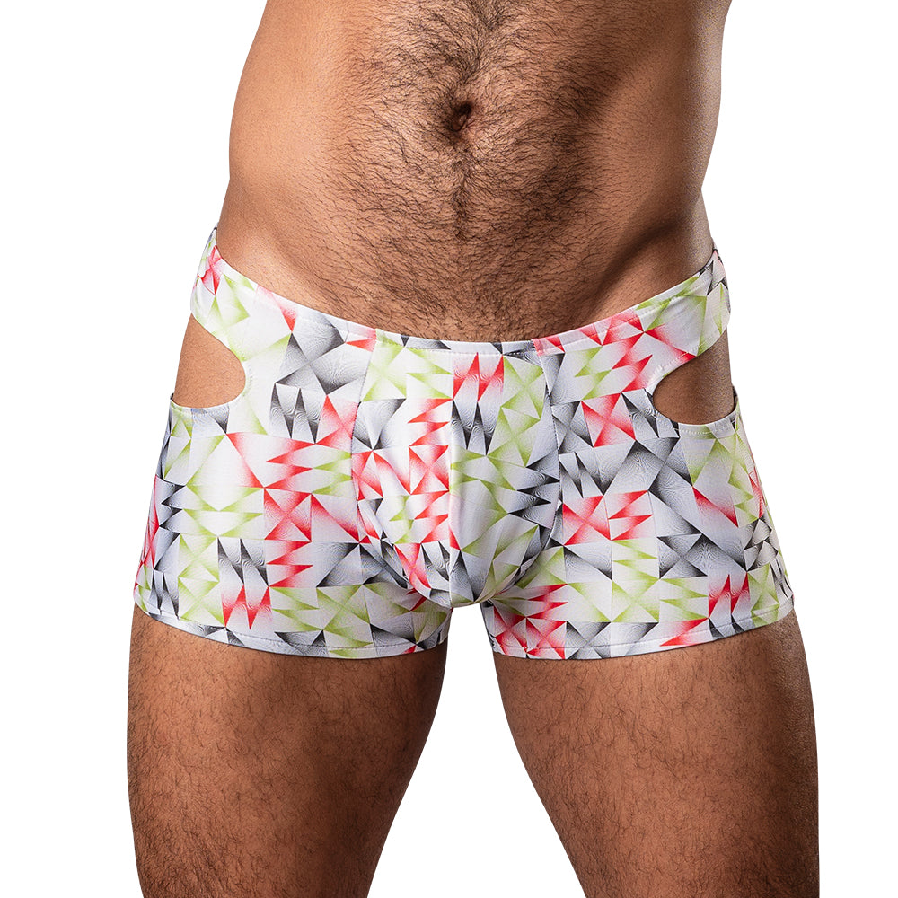 Male Power Cut It Out! Cutout Mini Short Red/Black XL