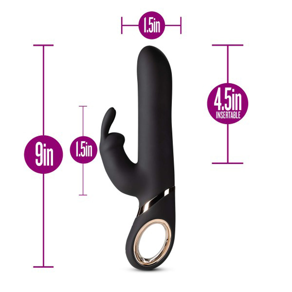 Blush Lush Victoria Rechargeable Silicone Rabbit Vibrator Black - Fantasies Boutique
