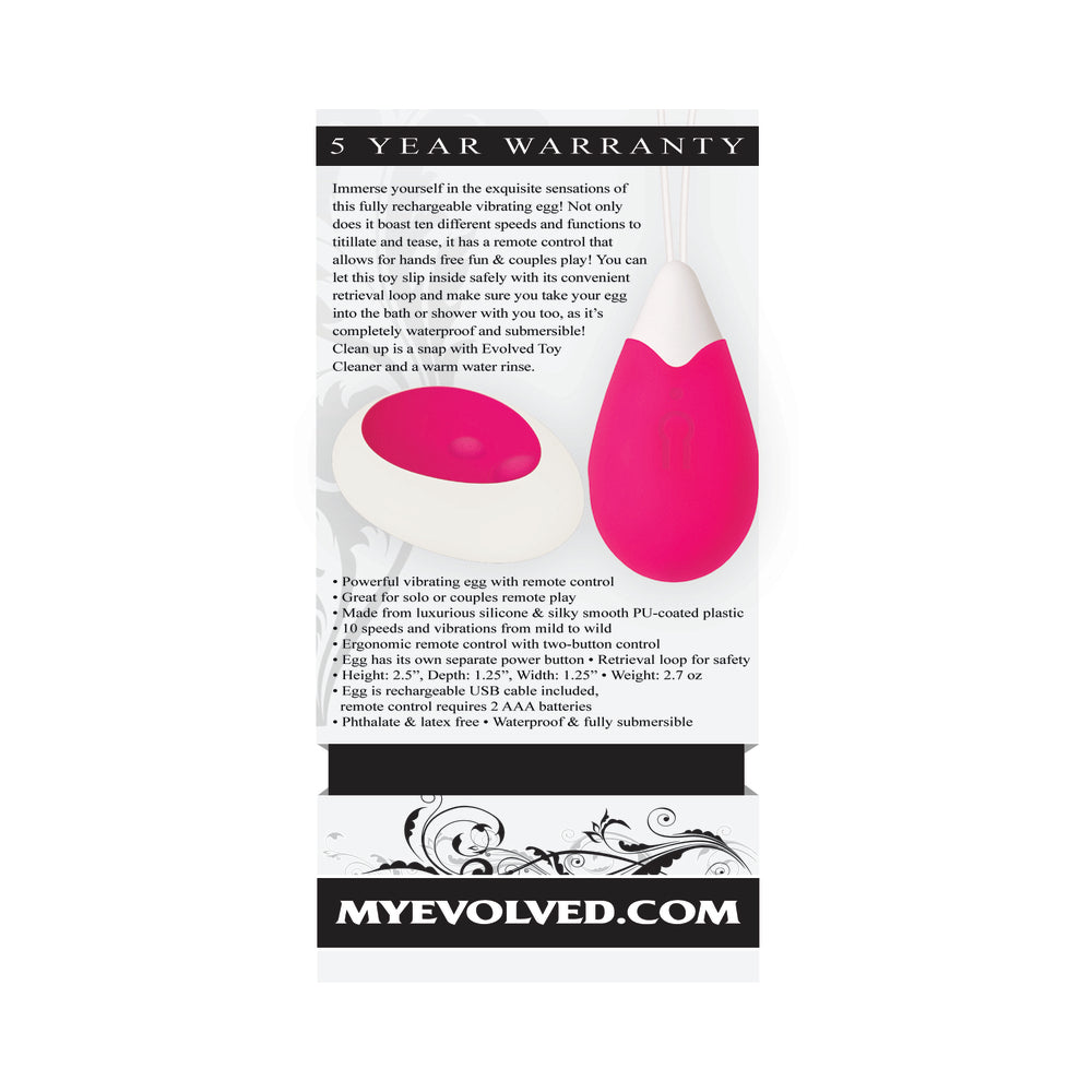 Evolved Rechargeable Remote-Controlled Silicone Egg Vibrator Pink - Fantasies Boutique