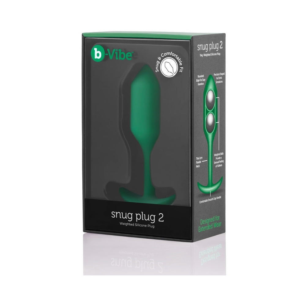 b-Vibe Snug Plug 2 Weighted Silicone Anal Plug Green - Fantasies Boutique