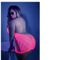 Fantasy Lingerie Glow Shock Value Net Halter Dress Neon Pink Queen Size - Fantasies Boutique