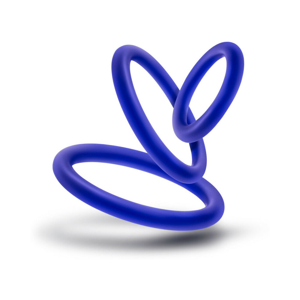 Blush Performance VS4 Pure Premium Silicone Cockrings 3-Pack Set Indigo - Fantasies Boutique