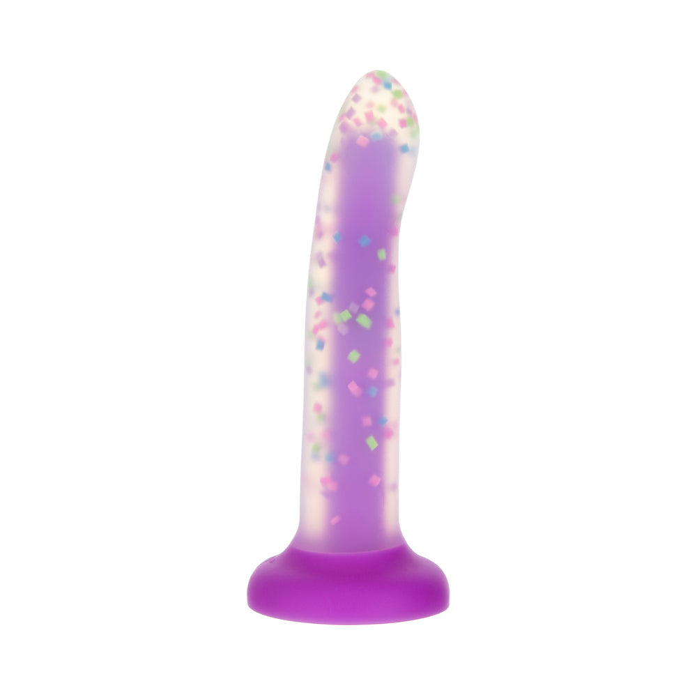 Addiction Rave 8 in. Bendable Glow-in-the-Dark Silicone Dildo Purple Confetti - Fantasies Boutique