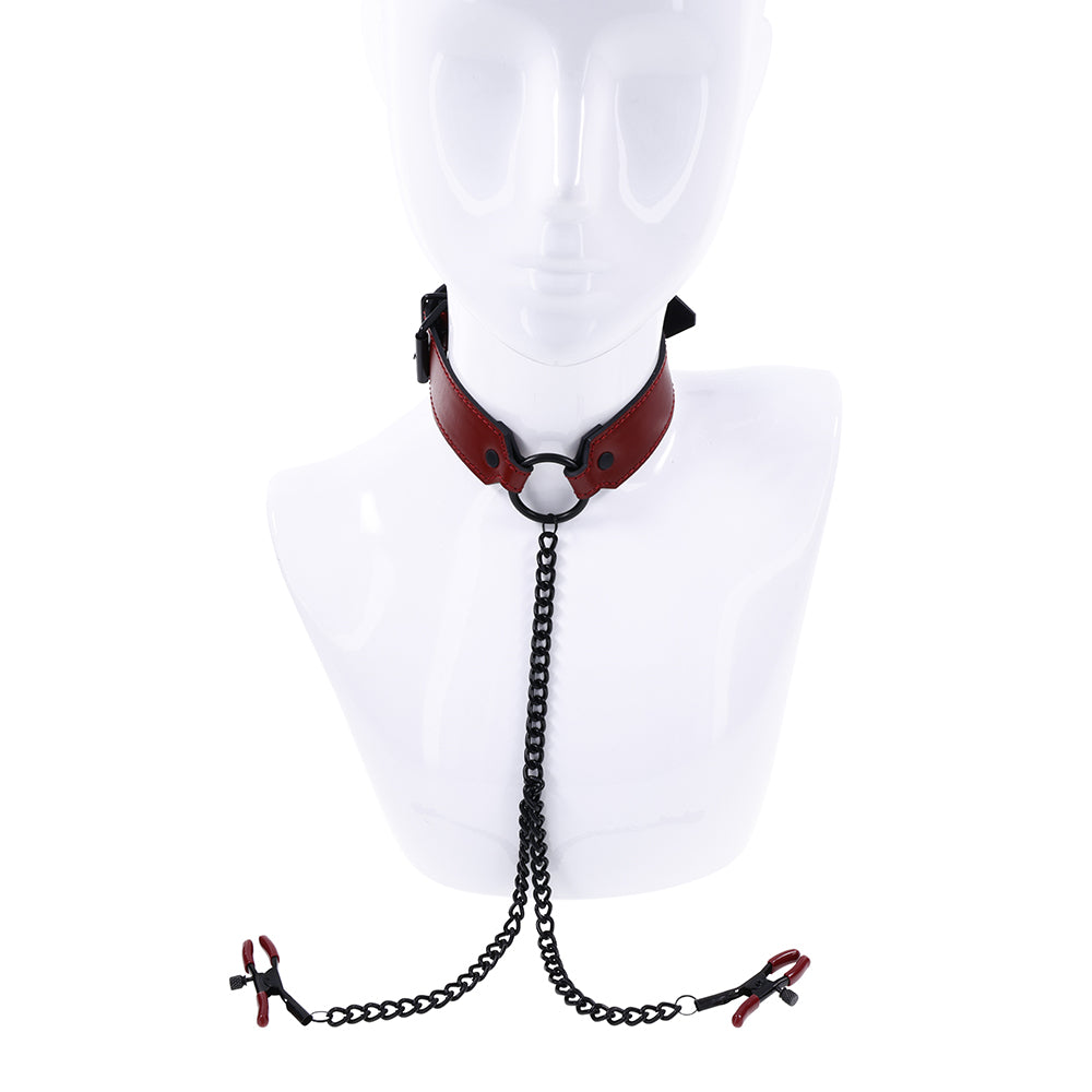 Sportsheets Saffron Collar with Nipple Clamps - Fantasies Boutique
