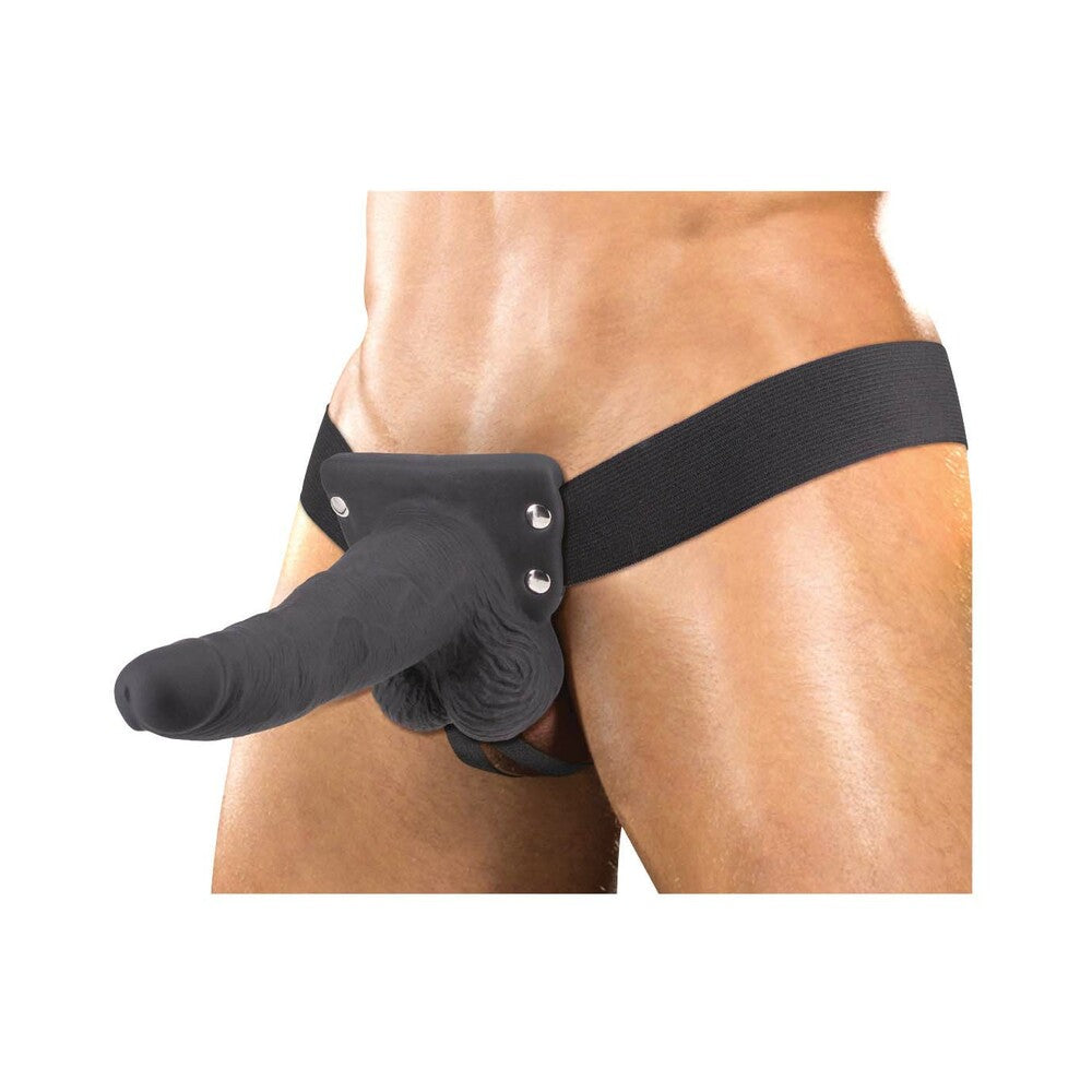 Erection Assistant Hollow Strap-On Vibrating 6 in. Black - Fantasies Boutique
