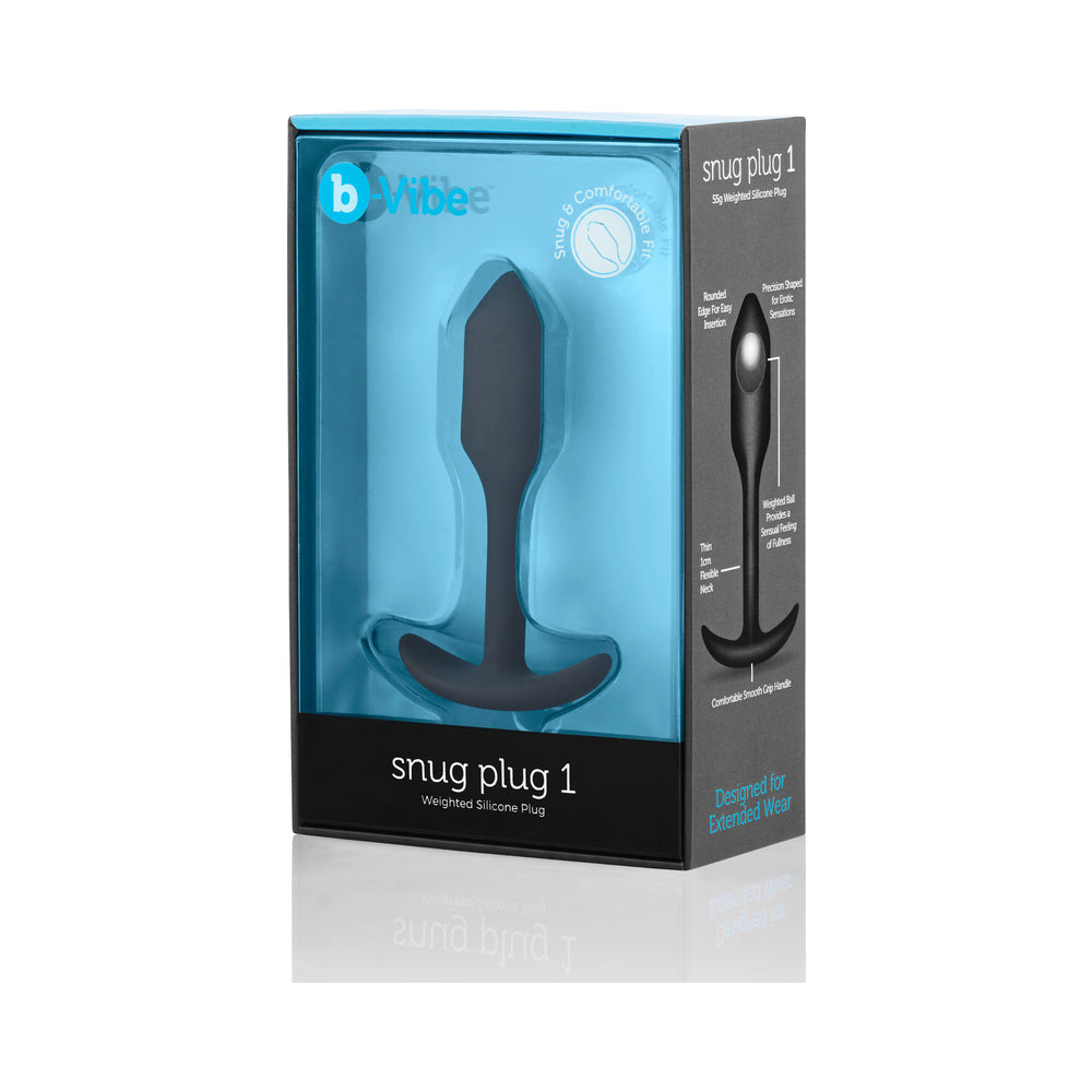 b-Vibe Snug Plug 1 Weighted Silicone Anal Plug Black - Fantasies Boutique