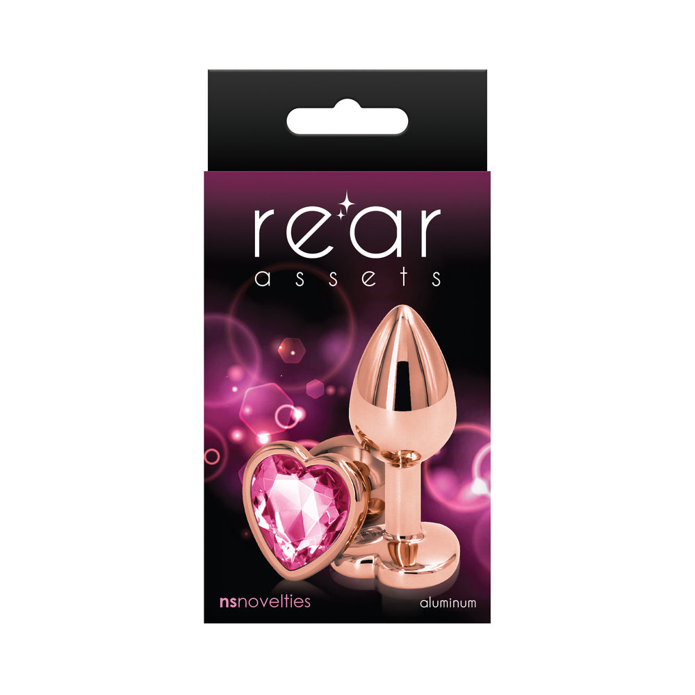 Rear Assets Rose Gold Heart Plug Small Pink - Fantasies Boutique