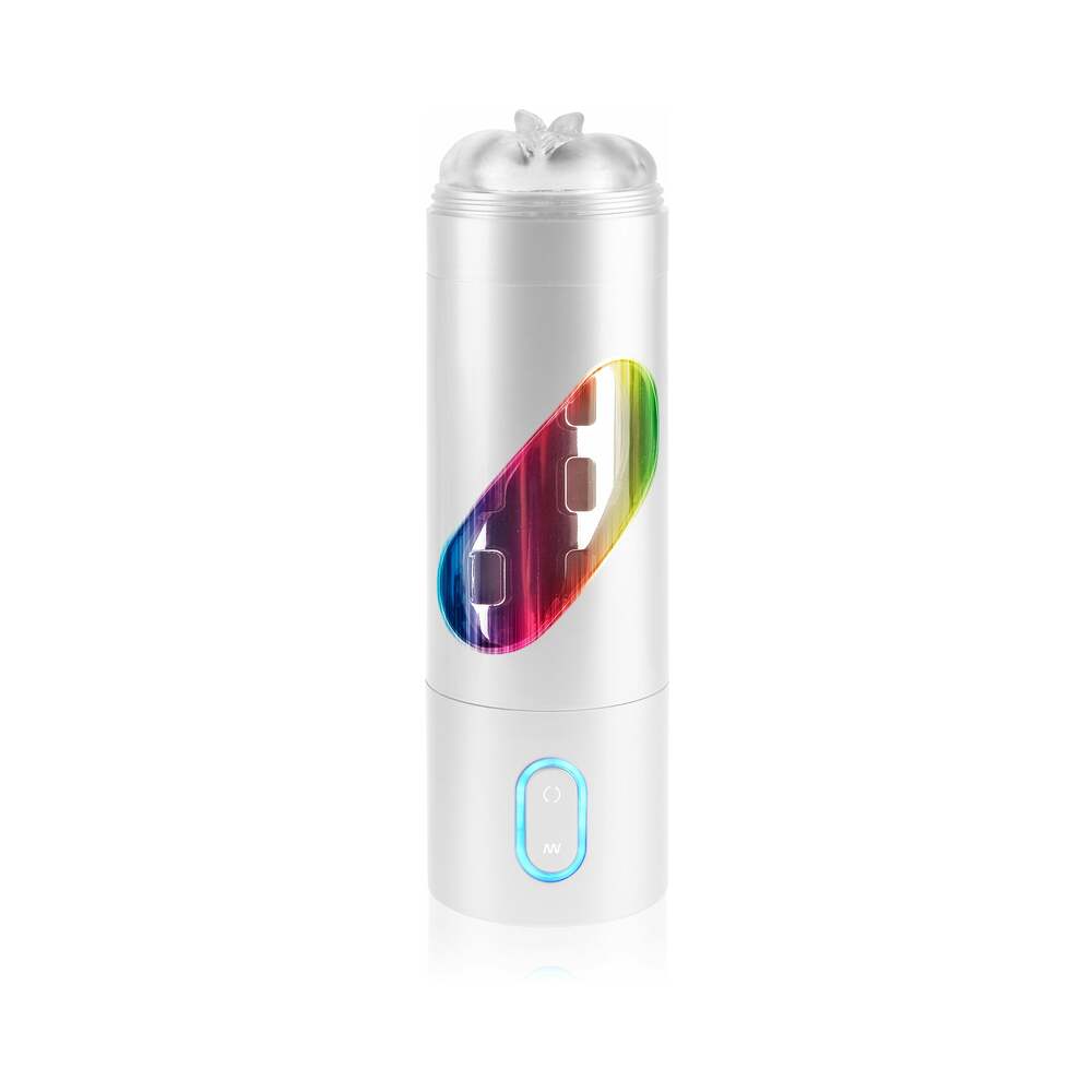 PDX Rechargeable Roto-Bator Pussy Light-Up Rotating Stroker Clear/White - Fantasies Boutique