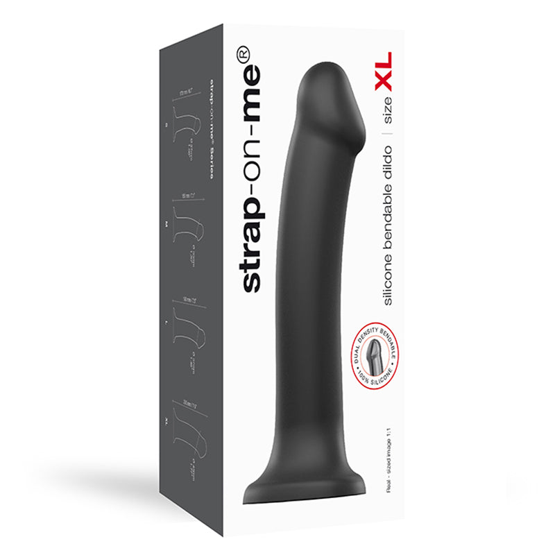 Strap-On-Me Bendable Dual-Density Silicone Suction Cup Dildo Black XL - Fantasies Boutique