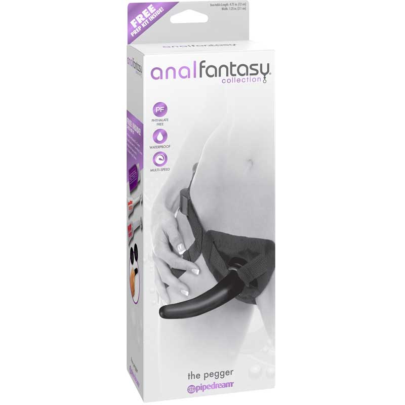 Pipedream Anal Fantasy Collection The Pegger 5 in. Dildo & Adjustable Strap-On Harness Set Black - Fantasies Boutique