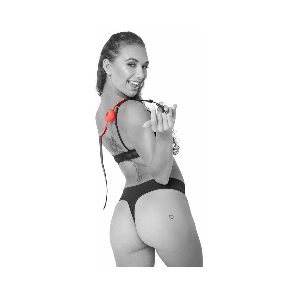 Sportsheets Sex & Mischief Amor Breathable Heart-Shaped Silicone Ball Gag Red