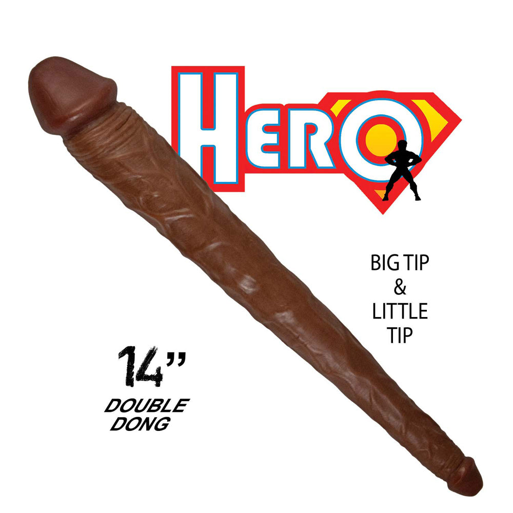Hero Double Dong 14 in. Brown - Fantasies Boutique
