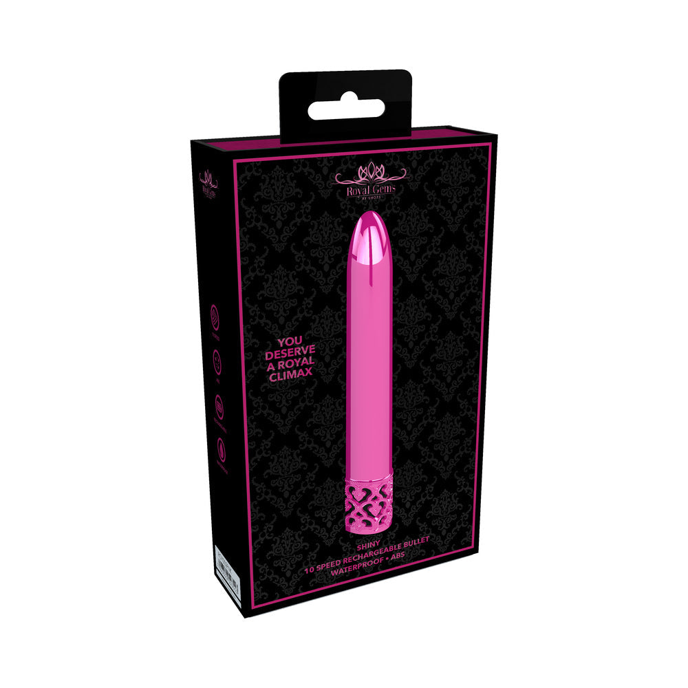 Shots Royal Gems Shiny Rechargeable ABS Bullet Vibrator Pink - Fantasies Boutique