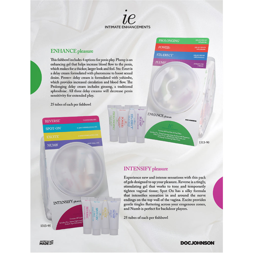 Intimate Enhancements Intensify Pleasure Fishbowl Display 100 pcs .35 oz Tubes - Fantasies Boutique