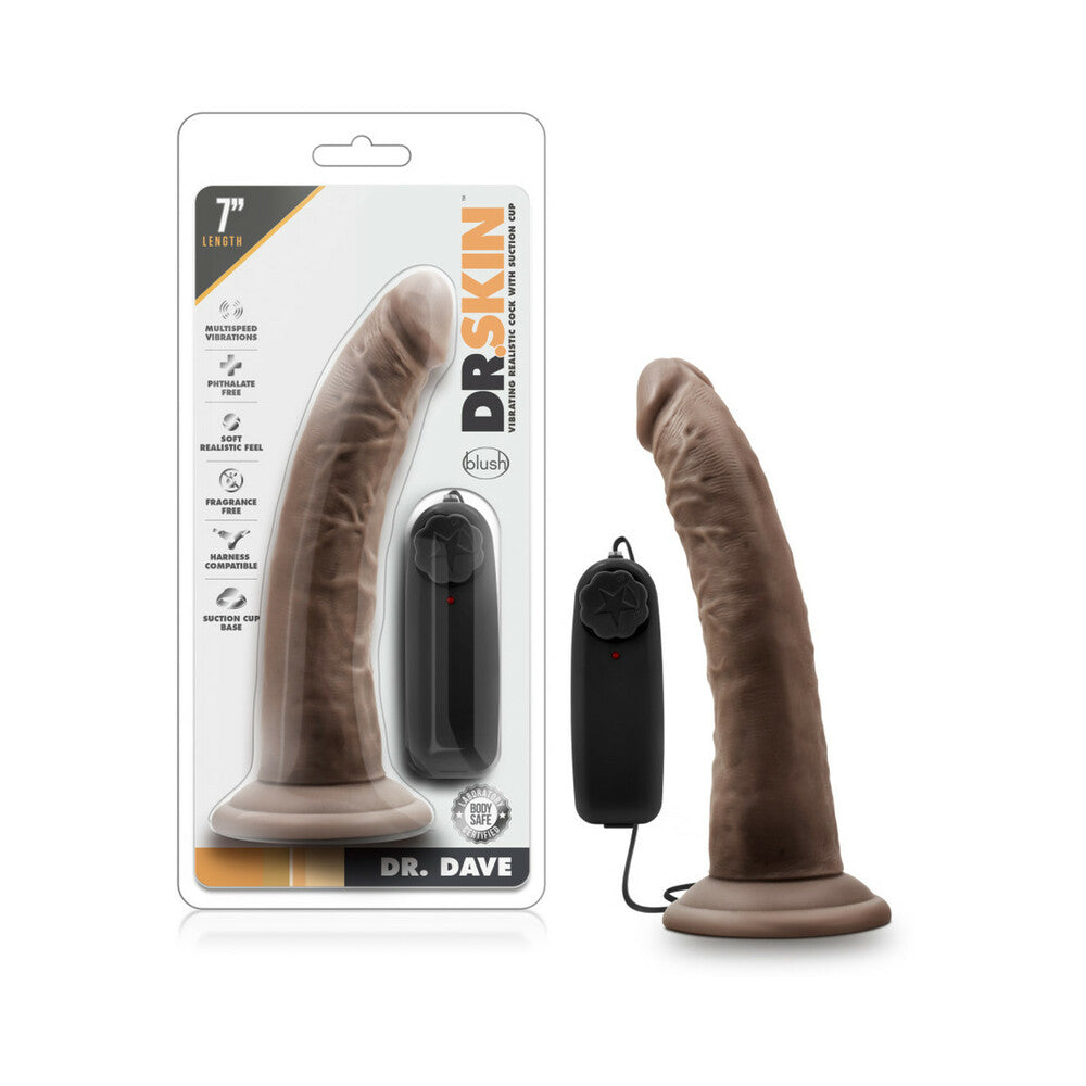Dr. Skin Dr. Dave Realistic 7 in. Vibrating Dildo Brown - Fantasies Boutique