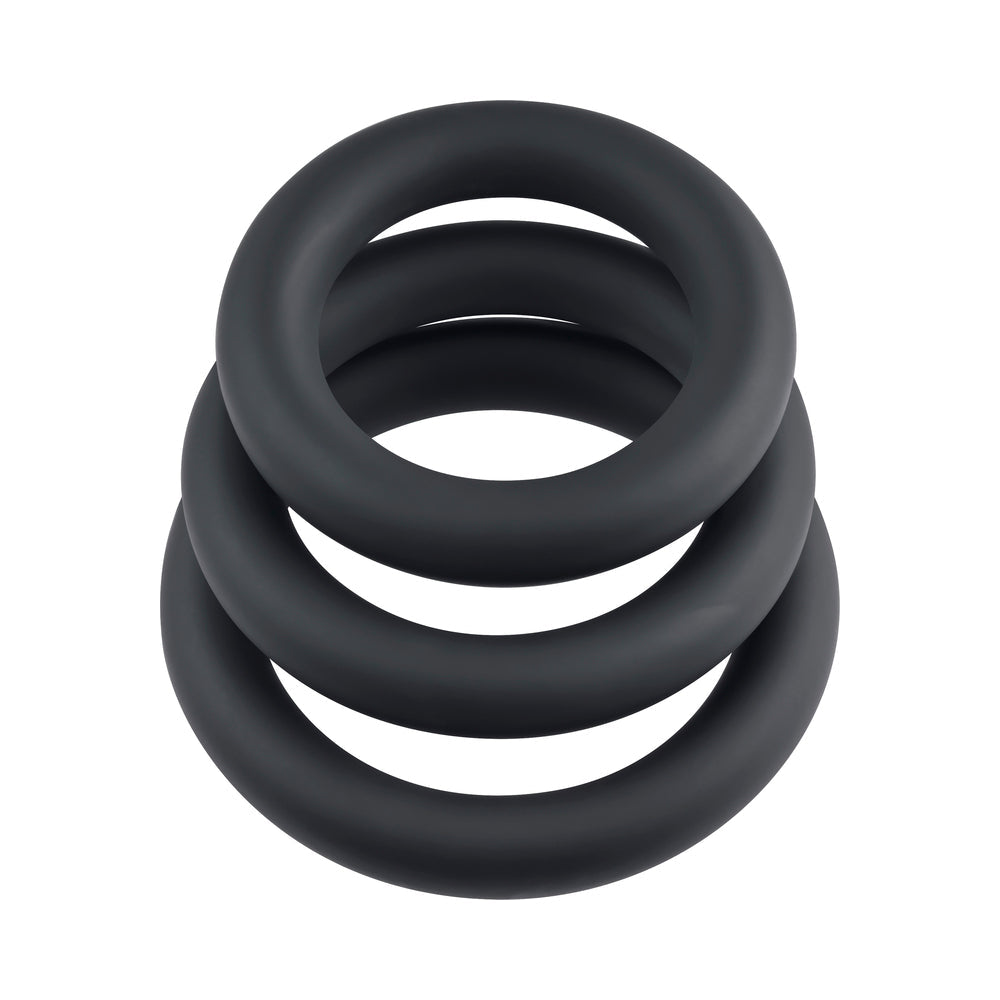 Selopa 3 Ring Circus Cock Ring Set Silicone Black - Fantasies Boutique