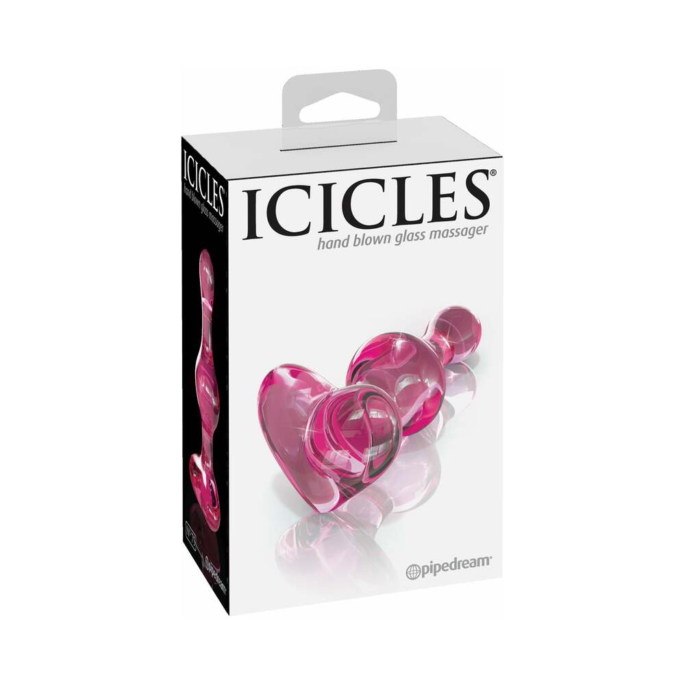 Pipedream Icicles No. 75 Beaded Glass Massager With Heart-Shaped Base Pink - Fantasies Boutique
