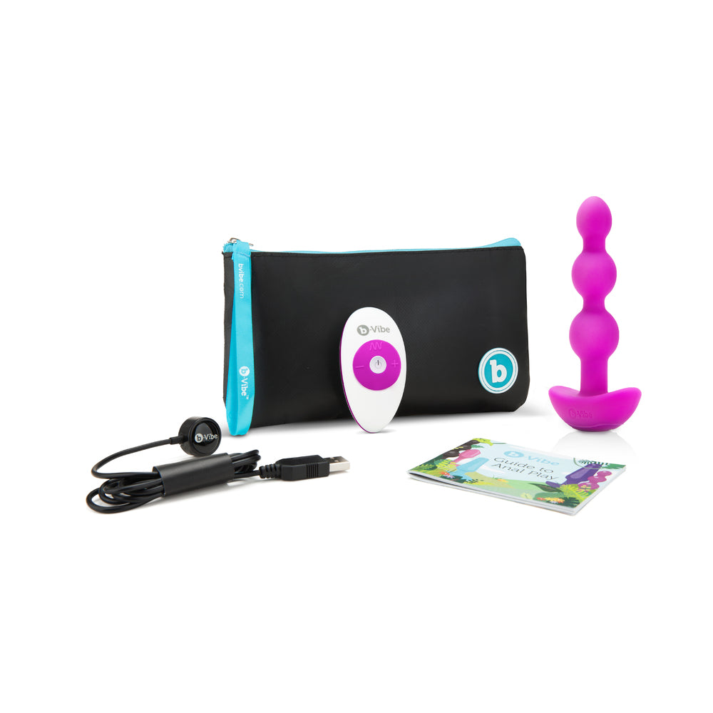 b-Vibe Triplet Rechargeable Remote-Controlled Vibrating Anal Beads Plug Fuchsia - Fantasies Boutique