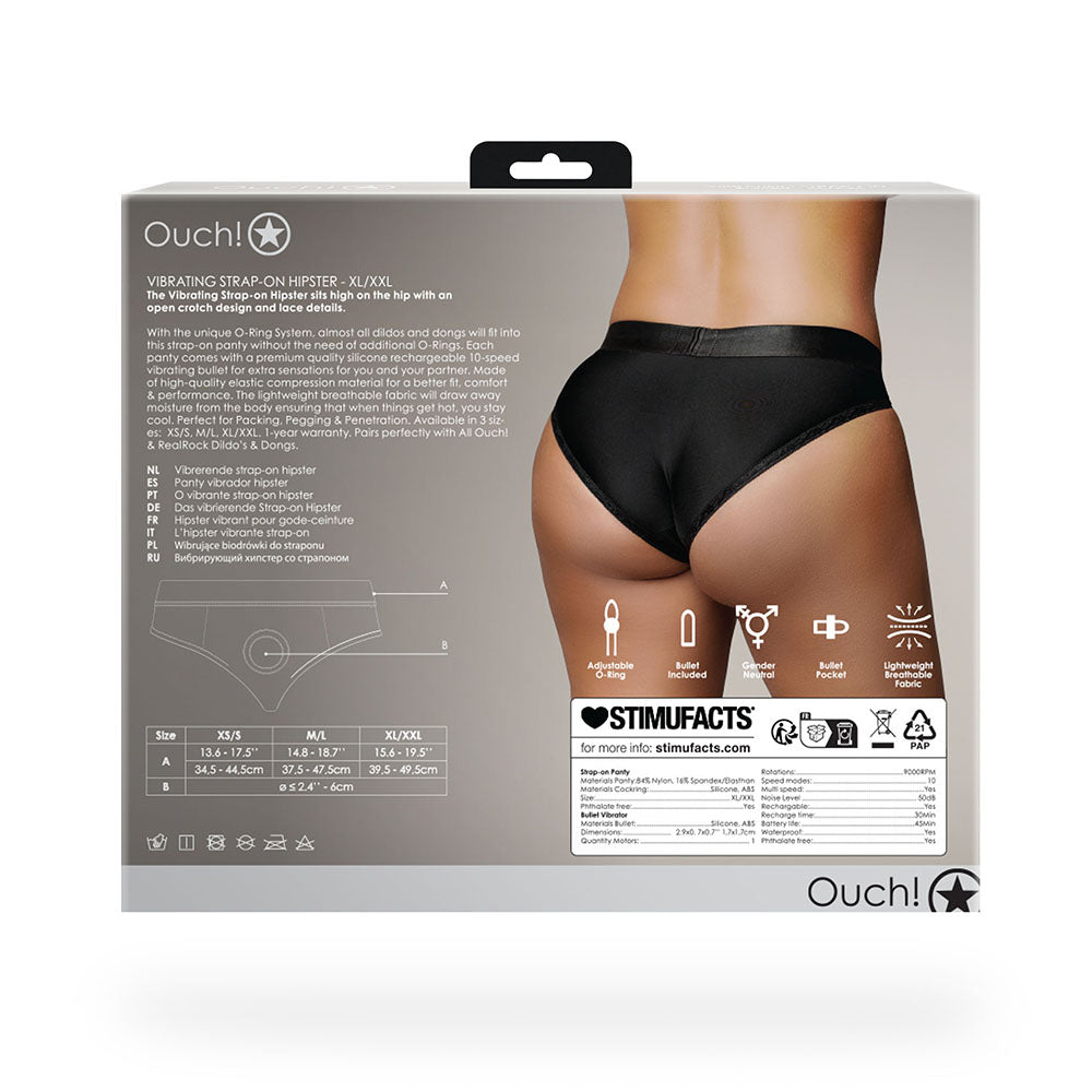 Ouch! Vibrating Strap-on Hipster Black XL/2XL - Fantasies Boutique