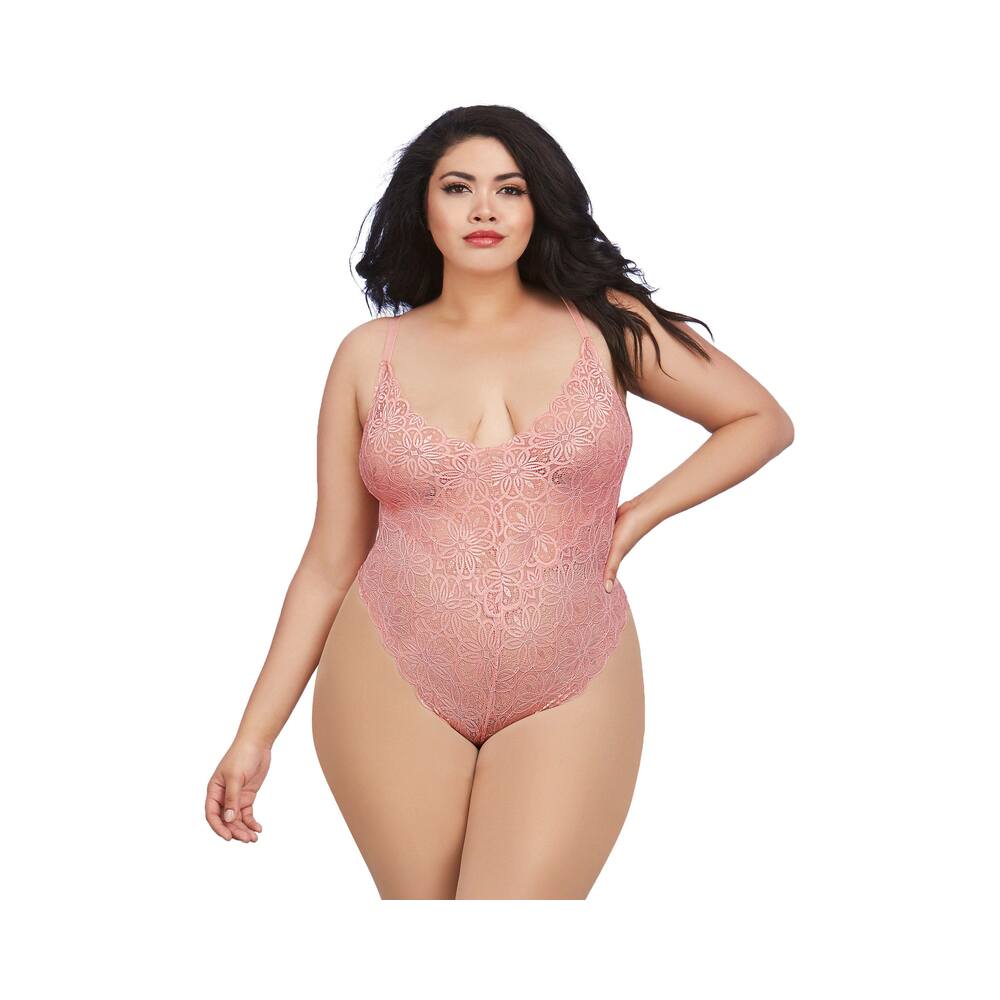 Dreamgirl Teddy & Sheer Mesh Maxi Skirt With G-String Rose Queen 2X Hanging - Fantasies Boutique