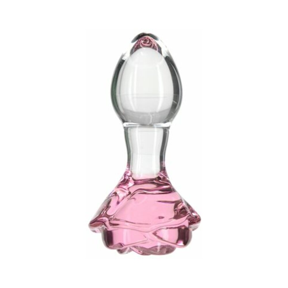 Pillow Talk Rosy Glass Anal Plug with Pink Rose Base - Fantasies Boutique