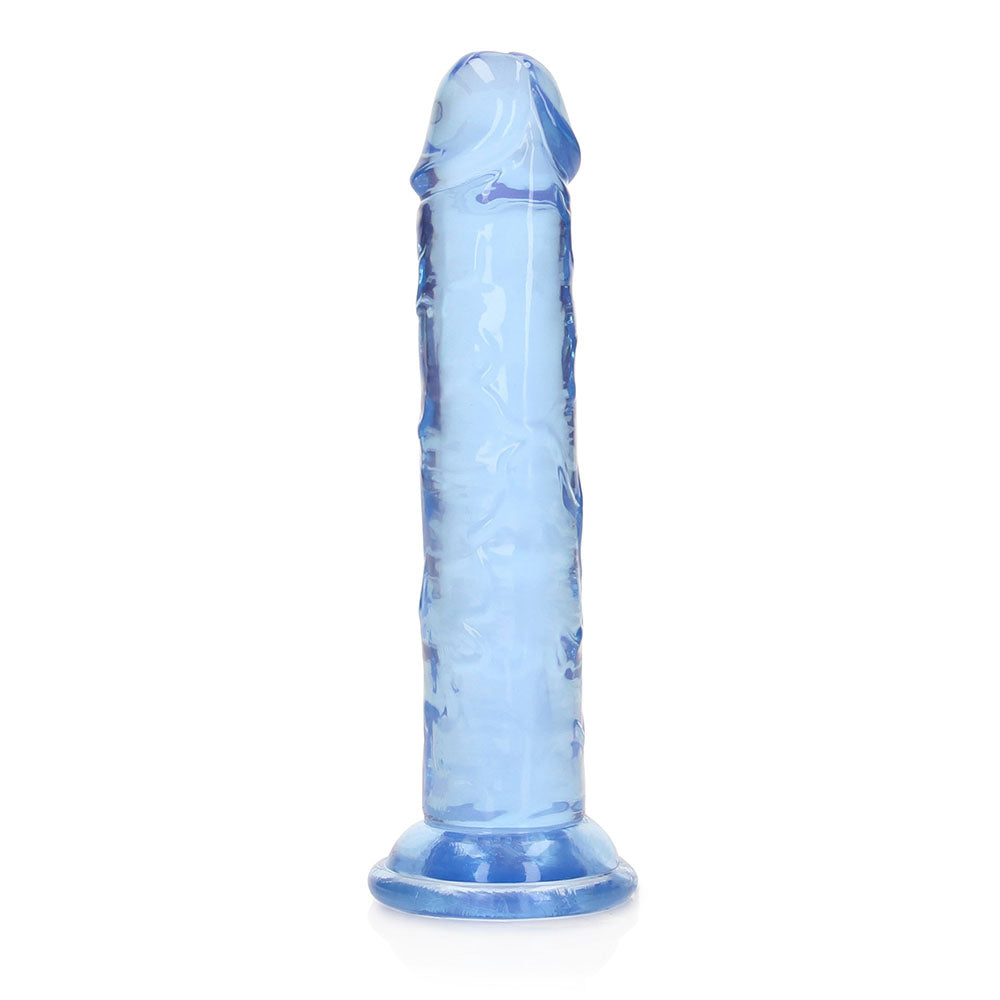 RealRock Crystal Clear Straight 6 in. Dildo Without Balls Blue - Fantasies Boutique