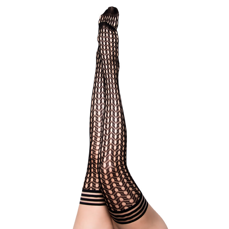 Kixies Mimi Herringbone Fishnet Black Size A - Fantasies Boutique