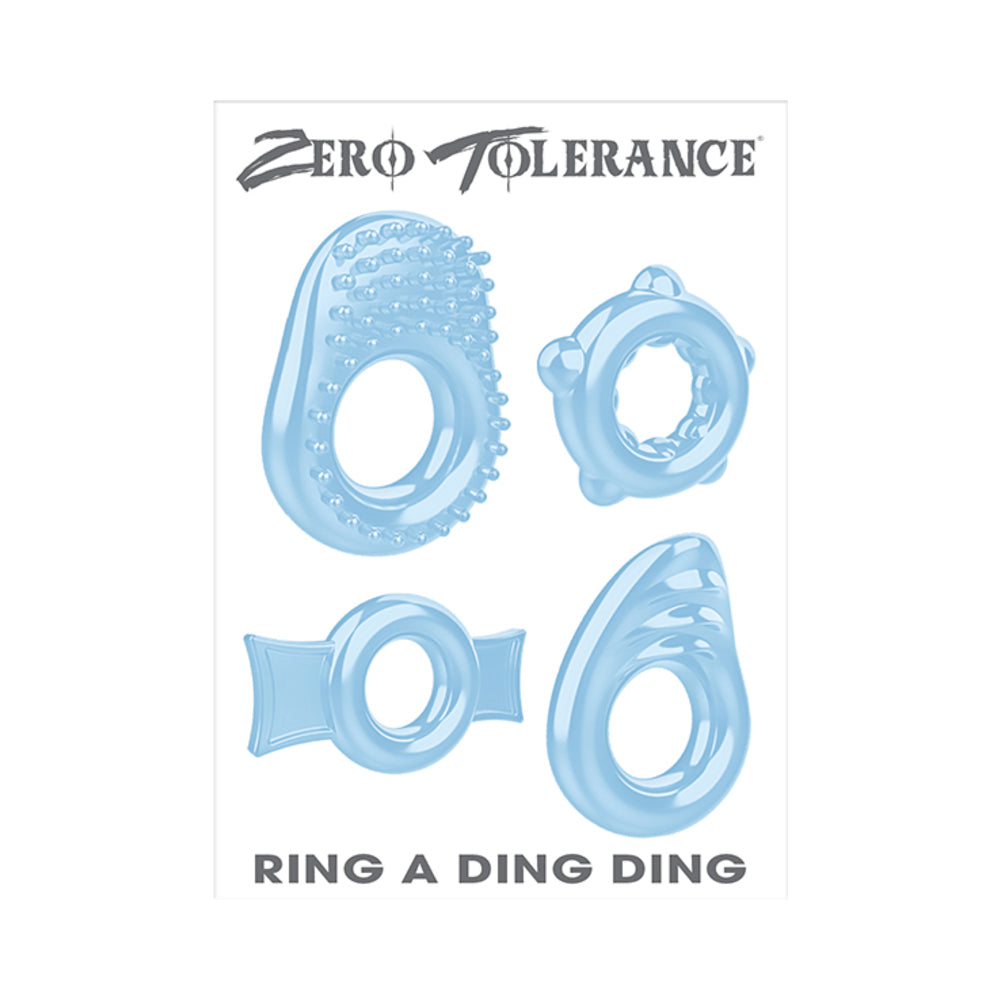 Zero Tolerance Ring A Ding Ding 4-Piece Cockring Set Blue - Fantasies Boutique
