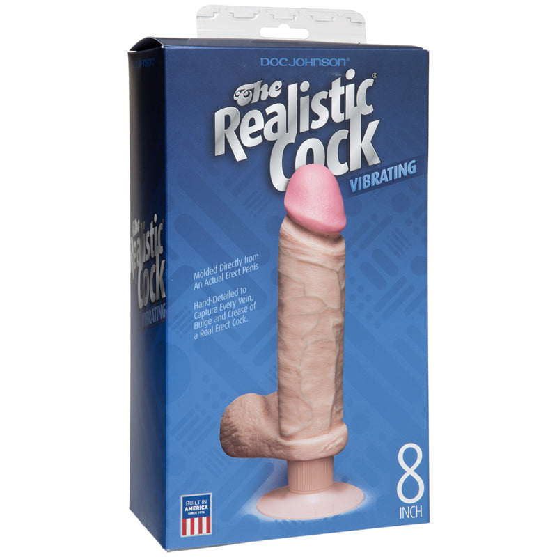 The Realistic Cock - Vibrating - 8 Inch White - Fantasies Boutique